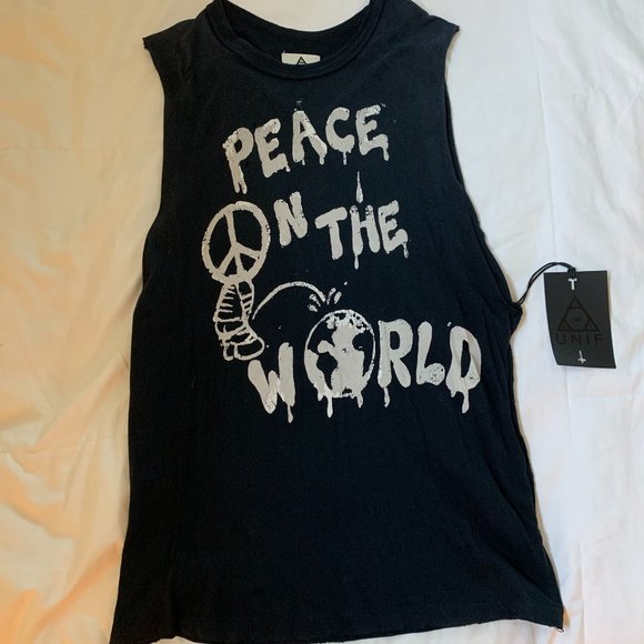 UNIF Tops - UNIF 'peace in the world' muscle tee